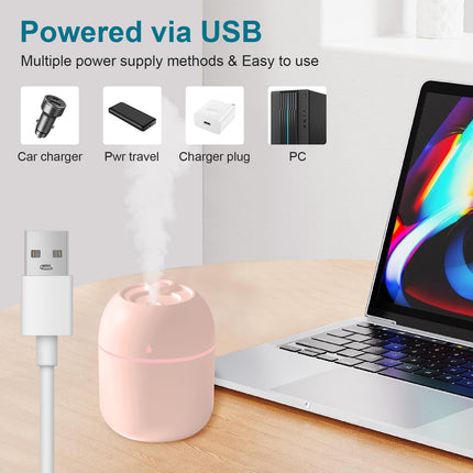 Portable Mini  Humidifier, 220ml,Small Cool Mist Humidifier, USB Personal Desktop Humidifier For Bedroom Travel Office Home Random Colors