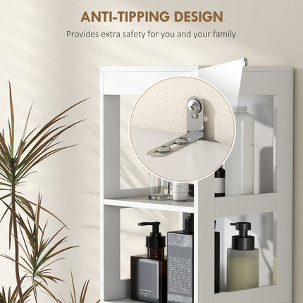 Narrow Bathroom Storage Cabinet, Bathroom Cabinet with 3 Drawers & 2 Open Shelves, Slim Bathroom Floor Cabinet, White