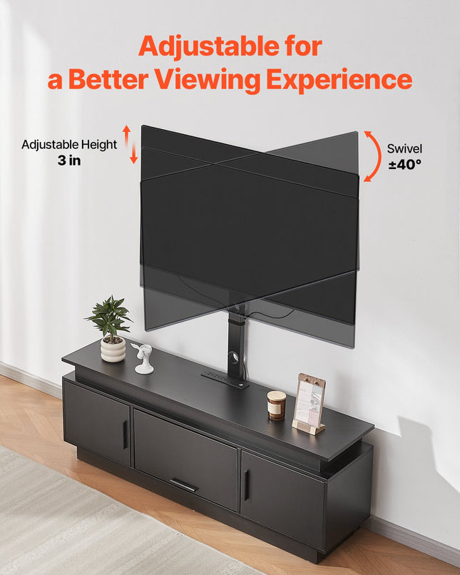60" TV Stand With Mount For Up To 75 In TVs, Entertainment Center With Power Outlet & LED Lights, Height Adjustable TV Console With Mount With 3 Tiers Storage Cabinets For Bedroom, Living Room