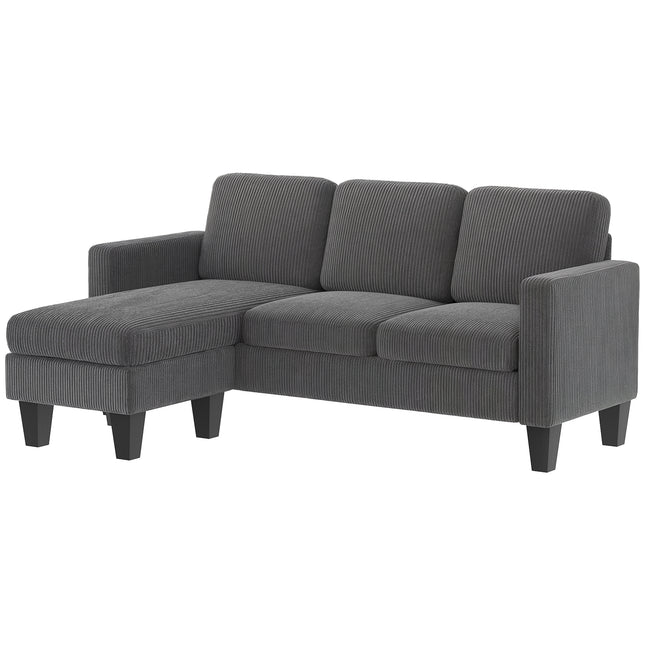 Sectional Sofa, L Shaped Couch, with Reversible Chaise or Ottoman, Dark Gray