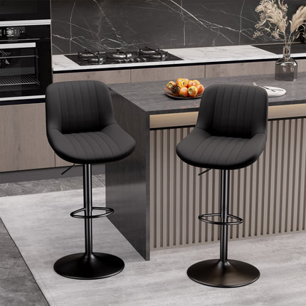 Bar Stools, Adjustable Modern Swivel Bar Stools With Backs, Counter Height Performance Fabric Island Chairs For Home Kitchen