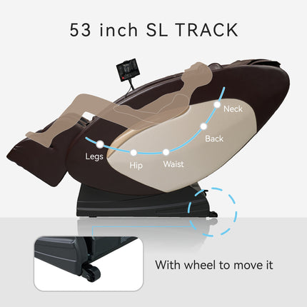 Massage Chairs  Full Body Massage Recliner With Foot Roller,Airbag Massage SL Track, Zero Gravity, Bluetooth Speaker,Brown