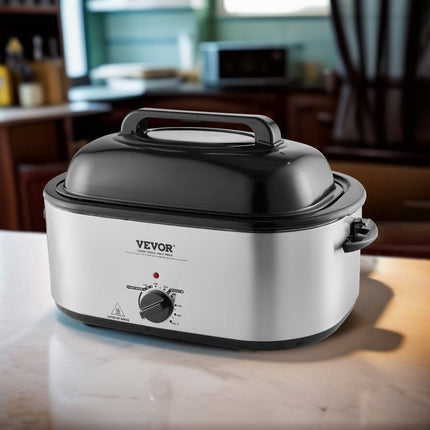 Electric Roaster Oven, 26 QT Turkey Roaster Oven With Self-Basting Lid, 1450W Roaster Oven With Defrost & Warm Function, Adjustable Temperature, Removable Pan & Rack, Fits Turkeys Up To 30LBS