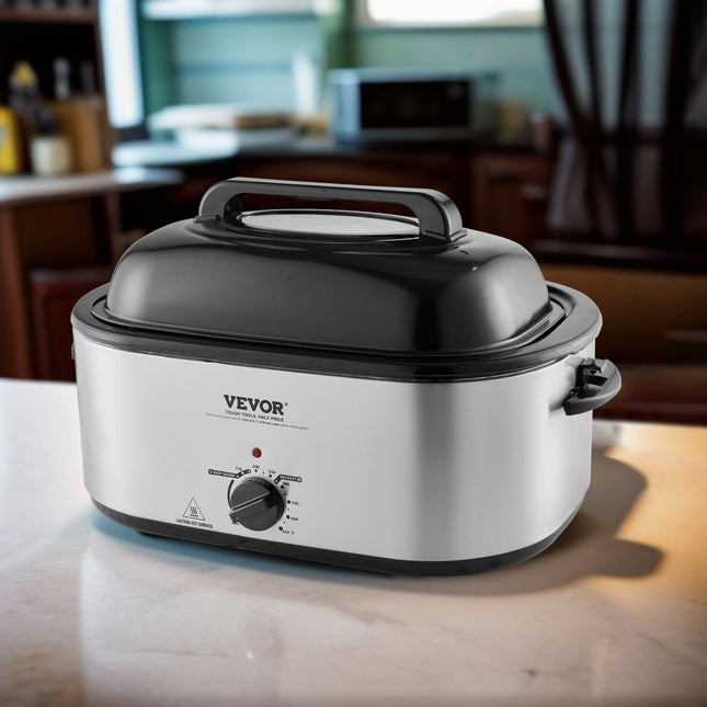 Electric Roaster Oven, 26 QT Turkey Roaster Oven With Self-Basting Lid, 1450W Roaster Oven With Defrost & Warm Function, Adjustable Temperature, Removable Pan & Rack, Fits Turkeys Up To 30LBS