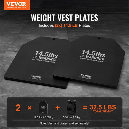 Weight Vest Plates, 14.5 LB Pairs, Premium Steel Weighted Plates, Contoured Ergonomic Fit – WODs, Additional Weight For Weight Vests, For Strength Training, Running, Fitness, Heavy Workouts