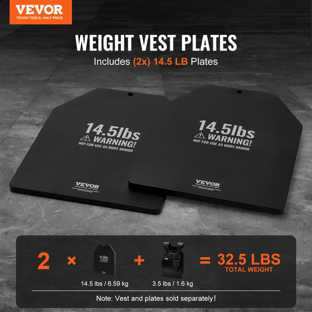 Weight Vest Plates, 14.5 LB Pairs, Premium Steel Weighted Plates, Contoured Ergonomic Fit – WODs, Additional Weight For Weight Vests, For Strength Training, Running, Fitness, Heavy Workouts