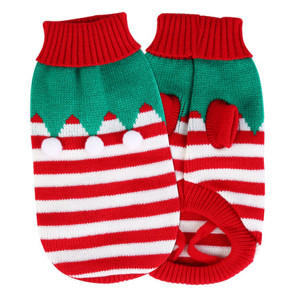 2 Patterns 4 Sizes Option-- 1Pc Pet Christmas Turtleneck Sweater Dog Cat Christmas Clothes Snowman Stripes Costume Winter Holiday Sweater For Small Medium Kitten Puppy Cats Dogs