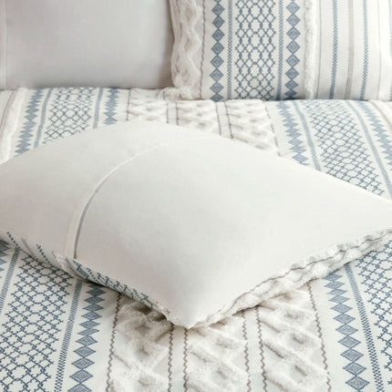 King Cal King Cotton Printed Duvet Cover Set With Chenille