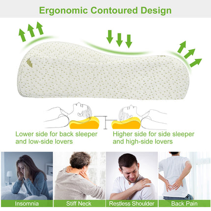 S-L Size Options -- 1Pc Bamboo Memory Foam Sleep Pillow Contoured Cervical Orthopedic Pillow Neck Support Breath Pillow