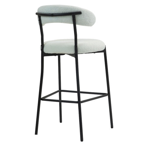 26 Counter Height Bar Stools Teddy Fabric Cover Kitchen Island Counter Bar Stool With Black Powder Coating Base And Footrest