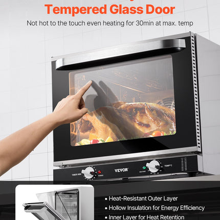 66L Commercial Countertop Oven 2800W Electric Toaster Oven Stainless Steel