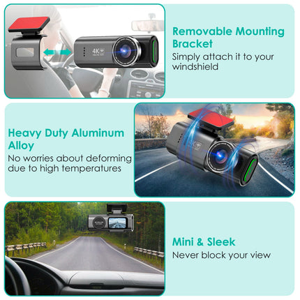 1Pc 4K 1080P Car Dash Cam 2.4GHz WiFi Car Camera Mini Driving Recorder With 140 Degree Wide Angle APP Control Night Vision G-sensor Loop Recording