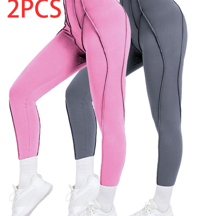 2 Pack Women's Quick Dry High Waist Tummy Control Yoga Pants Workout Leggings With Side Pockets