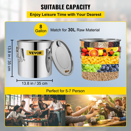 Moonshine Still 9.6Gal 38L, Distillery Kit With Circulating Pump, Alcohol Still Copper Tube, Whiskey Distilling Kit W/Build-In Thermometer, Whiskey Making Kit For DIY Alcohol, Stainless Steel