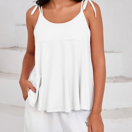 Fisoew Womens Workout Tank Tops Sleeveless Scoop Neck Racerback Loose Summer Active Running Gym Babydoll Shirts