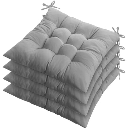 4Pcs Chair Cushion Pads Pillow Soft Tie On Square Sitting Mats For Home Office Car Sitting Travel Standard