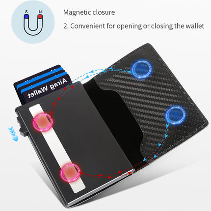 Men's Slim Wallet, RFID Metal Aluminum Shell Men's Automatic Card Ejection Wallet Card Holder