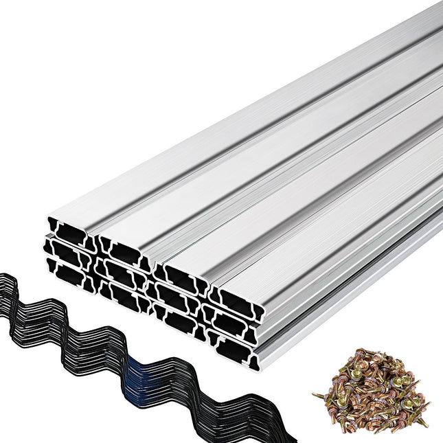 Spring Wire And Lock Channel, 6.56ft Spring Lock & U-Channel Bundle For Greenhouse, 50 Packs PE Coated Spring Wire & Aluminum Alloy Channel, Plastic Poly Film Or Shade Cloth Attachment W/Screws