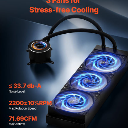 CPU Liquid Cooler AIO CPU Water Cooler With 3 PWN Fans(120 Mm) Intel AMD