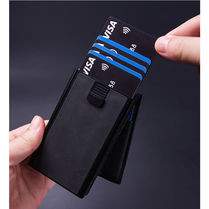 Men's Slim Wallet With Pop Up Card Holder, RFID Blocking, Minimalist Design With Large Card Capacity, Money Clip
