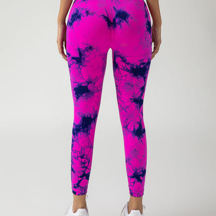 New Style Women's High-Waisted Yoga Leggings With Hollow-Out & Tie-Dye Design