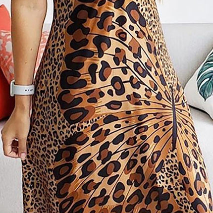 New Ladies Strap Leopard Print Butterfly Print Dress