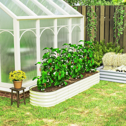 Galvanized Raised Garden Bed Kit, Metal Planter Box With Safety Edging, Cream