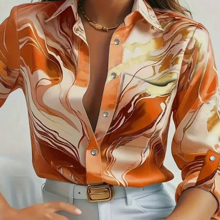 Spring And Autumn New Long Sleeve Lapel Loose Button Shirt