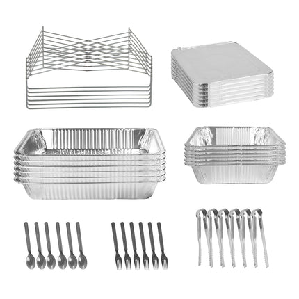 42Pcs Serve 6 Guests Disposable Chafing Dish Buffet Set Chafing Servers With Covers Spoons Forks Tongs Full-Size Pans Food Warmers For Parties Events Catering Supplies With Utensils And Lids
