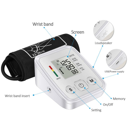 Digital Blood Pressure Monitor Automatic Cuff BP Heart Rate Machine Pulse Meter