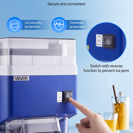 Commercial Ice Shaver Machine, 1.91QT /1.8L Large Electric Snow Cone Machine, Fine & Fluffy With 300W Motor, Stainless Steel Blades, Shaved Ice Maker For Dessert Shop Home Party Restaurant, Blue