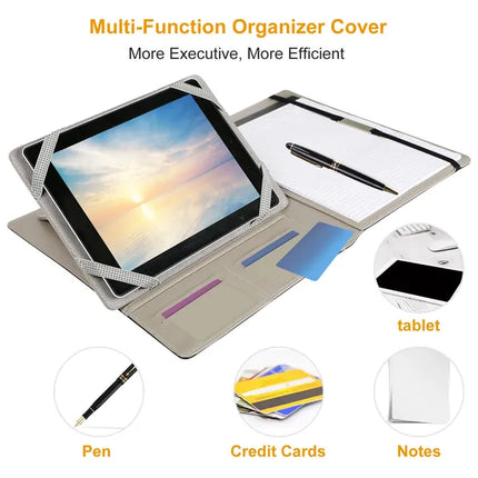 Organizer Case For 9.7in Tablet PC Business Tablet Portfolio With A5 Notepad Paper Pad Card Holder