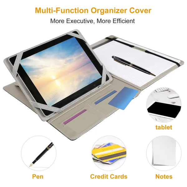 Organizer Case For 9.7in Tablet PC Business Tablet Portfolio With A5 Notepad Paper Pad Card Holder