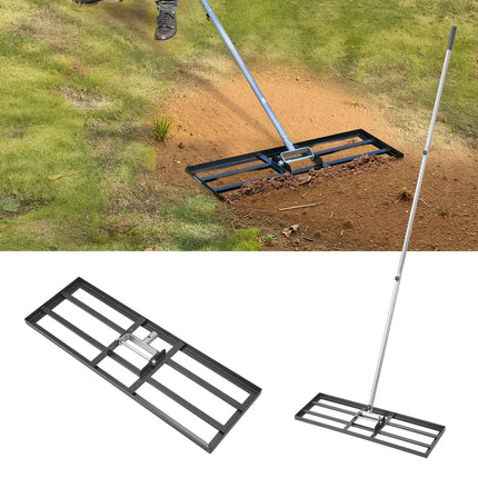 10x30in Lawn Leveling Rake Heavy Duty 83.9in Adjustable Handle For Yard & Garden