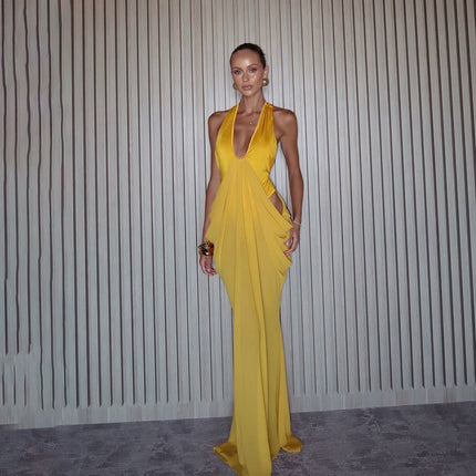 Spring Women Design Deep V Plunge Sexy Pleated Waist Tight Dress .Ships from overseas. Estimated delivery: 14–20 business days