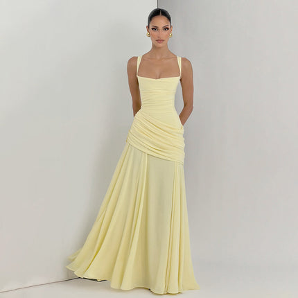Elegant Graceful Sexy Dress Low Cut Sling Dress Solid Color Waist Tight Backless Fishtail Dress Maxi Dress for Women .Ships from overseas. Estimated delivery: 14–20 business days