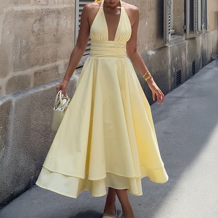 French Elegant Halter Waist Princess Dress Women Autumn .Ships from overseas. Estimated delivery: 14–20 business days