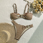 S / Coffee Strip Bikini