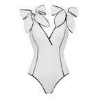 S / White V-neck Swimsuit