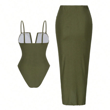 Swimwear Sexy Deep V Plunge neck Pleated High Slit Tube Top Dress Sexy .Ships from overseas. Estimated delivery: 14–20 business days
