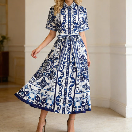 Spring Summer Women Short Sleeve Printed Beach Holiday Dress .Ships from overseas. Estimated delivery: 14–20 business days