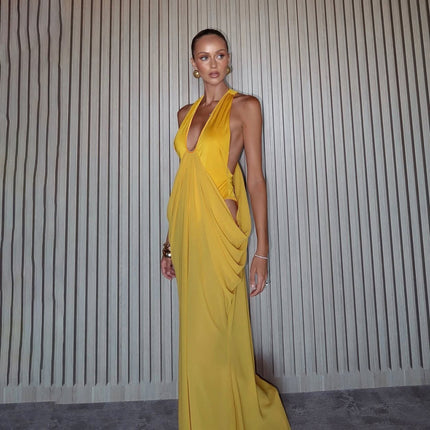 Spring Women Design Deep V Plunge Sexy Pleated Waist Tight Dress .Ships from overseas. Estimated delivery: 14–20 business days