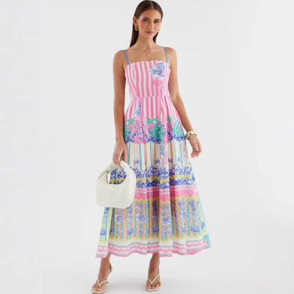 Women Arrival Dress Positioning Printing Elegant Holiday Swing Strap Dress .Ships from overseas. Estimated delivery: 14–20 business days