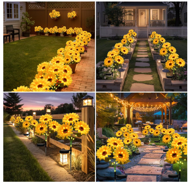 Solar Flower Lights Outdoor Waterproof 4 pieces