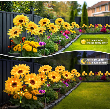 Solar Flower Lights Outdoor Waterproof 4 pieces