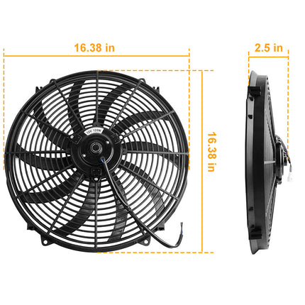 16 Inch Electric Radiator Cooling Fan 12V 120W 10 Blades Car Thermostat Kit With Mounting Kit