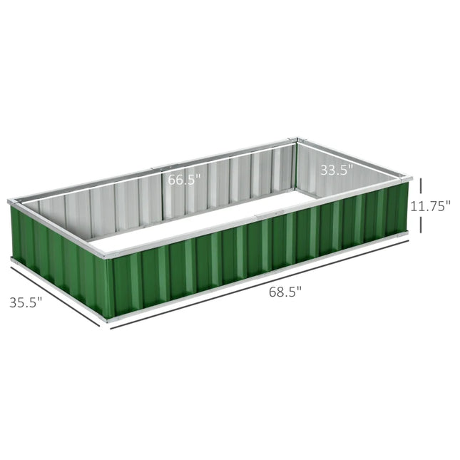 Raised Garden Bed, Galvanized Metal Planter Box For Vegetables Flowers Herbs, Green