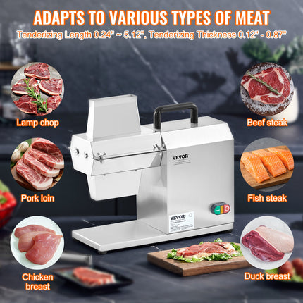 Commercial Meat Tenderizer, Heavy Duty Stainless Steel Kitchen Tool With Handle, Meat Tong, And Cleaning Brush, 450W Electric Meat Tenderizer Machine For Beef, Turkey, Chicken, Pork, And Fish