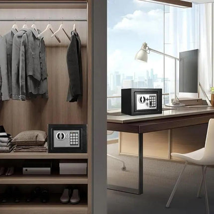 Home Mini Safe Made Of All-steel, Anti-theft And Pry-proof, With Dual Security Combination Keys, Double Opening, Space-saving Design For Storing Documents, Jewelry, And Cash.