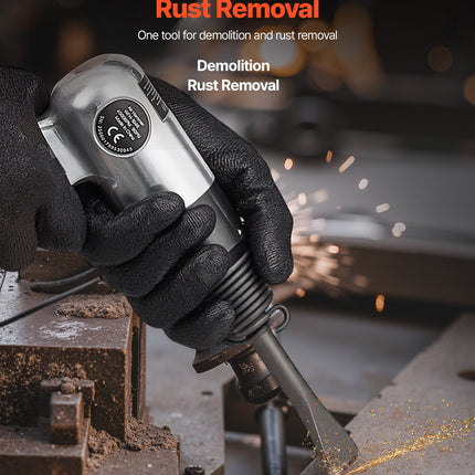 Air Hammer, 4500BPM Pneumatic Hammer With Rust Removal Air Needle Scaler & 4PCS Chisels Round Shank, Lightweight & Compact Air Chisel Pneumatic Shovel Tool For Cutting Scraping Demolishing